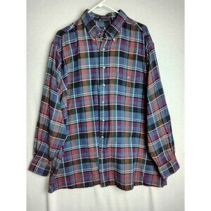 Vintage Enro Mens 2XL Big Red & Blue Button Down Flannel Shirt OUtdoor Work